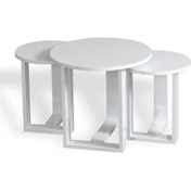 Resim Pasific Home Mira 3'lü Zigon Sehpa ,Yuvarlak Yan Sehpa, Parlak Beyaz 