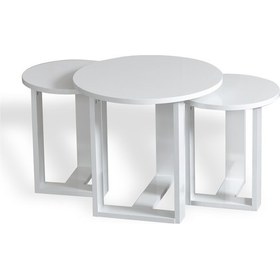 Resim Pasific Home Mira 3'lü Zigon Sehpa ,Yuvarlak Yan Sehpa, Parlak Beyaz 