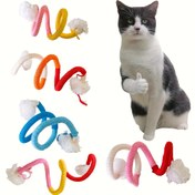 Resim 1 Adet Renkli Etkileşimli Kedi Isırma İpi Oyuncağı - Dayanıklı Kumaş, Püskül Detaylı, Evde Kullanım İçin Eğlenceli Oyuncak 