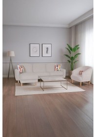 Resim Bohem's Köşe Krem Çift Taraflı Kullanılabilir Köşe Takımı Berjer Dahildir Krem 