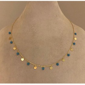 Resim emy by emel luxury silver jewelry Turkuaz Taşlı Pullu Kolye Altın Kaplama 925 Ayar Gümüş 