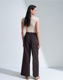 Resim Dilvin 72683 Kemerli Geniş Paça Pantolon-kahve 