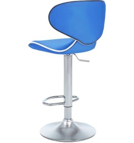 Resim Bürocci Zen Bar Taburesi - Mavi Modern Deri Metal Ataklı Yüksek Tezgah Sandalyesi - 9549s0514 Mavi 