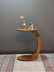 Resim Ahşap Zigon Sehpa - C Sehpa, Dekoratif Kullanışlı Sehpa, Tekerlekli Tasarım Ceviz 