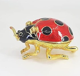 Resim Swaroski Taşlı Metal Uğur Böceği Mücevher Kutusu 