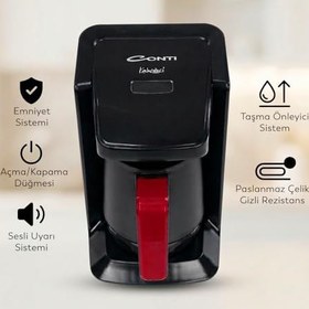 Resim Conti CKM-100 Kahveci Türk Kahve Makinesi - 4 Fincan, 500W, Taşma Önleyici Sensörlü, Sesli Uyarılı, Otomatik Kapanma, Bol Köpüklü Türk Kahvesi Makinesi 