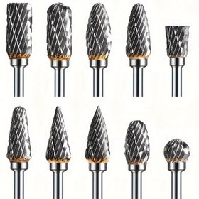 Resim 10 Adet Çift Tungsten Karbür Taşlama Uçları Seti Karbür Deburring Tungsten Çelik Taşlama Uçları Döner Aletlerle Uyumlu 