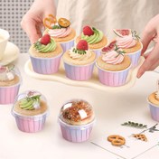 Resim 50 adet Gradyan Mor Pembe Kek Bardakları, Rulo Kenarlı Kek Bardakları, Isıya Dayanıklı Kek Kağıdı Tutucuları, Kek Standları, Mini Muffin Kalıpları, Pişirme Bardakları, Düğün ve Doğum Günü Partisi Cupcake Liner 