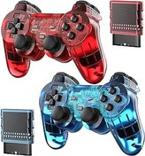 Resim Degulan Wireless Controller for PS2 Double Shock, 2 Pack Gamepad Remote Compatible with Play 2 (Red and Blue) 