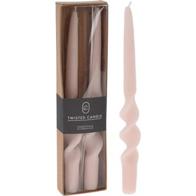 Resim KPM Dekoratif Burgu Şamdan Mum - Pembe - 25 cm 