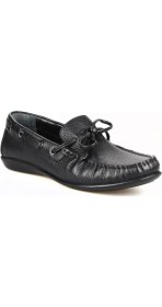 Resim FootCourt Siyah Deri Fiyonklu Kadın Loafer 