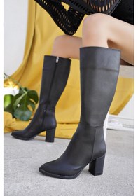 Resim Muggo Almira Garantili Kadın Topuklu Çizme siyah 