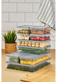 Resim Multi Box 9 Parça 4 Farklı Boy Saklama Kabı Seti - Dondurucu & Mikrodalga Uyumlu Gri 