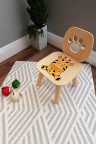 Resim Kaju Kids Çocuk Sandalyesi - Lisanslı Ürün - Doğal Ahşap - 3/4 Yaş 