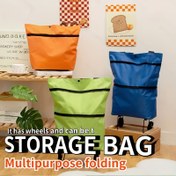 Resim 2'si 1 Arada Katlanabilir Tekerlekli Alışveriş Sepeti - Büyük Kapasiteli, Dayanıklı Polyester & Oxford Kumaş Market Çantası Süpermarket ve Açık Hava Kampı için 