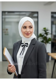 Resim Kadın Fiyonk Broş-siyah&gri. Çiçek Sallantılı Detaylı. Yaka İğne Broş Kurdele. Boyun Kravat 