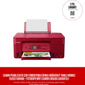Resim Canon PIXMA G3470 Çok Fonksiyonlu Renkli Mürekkep Tanklı Kırmızı Yazıcı/Tarama + Fotokopi/Wifi (Canon Eurasia Garantili) 