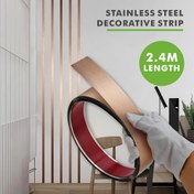 Resim Mat Gül Altın Rengi Yapışkanlı Duvar Süsü - Kalın Paslanmaz Çelik Kalem, Duvarlar, Tavanlar, Aynalar için Parmak İzi & Çizilmeye Karşı Dirençli - 3.0cm x 94.49 