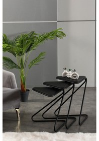 Resim Faymend Bumerang 3lü Set Sehpa 'mat Siyah' Siyah 