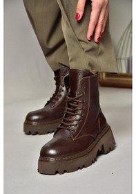 Resim Fox Shoes T380170003 Kahverengi Hakiki Deri Kalın Tabanlı Kadın Bot Kahverengi-hakiki Deri Kahverengi 