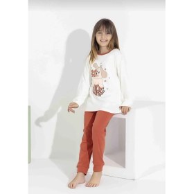 Resim Rapapa Kız Çocuk Baskılı Uzun Kollu Pijama Takımı - Sevimli Ev Giyimi-8408- 