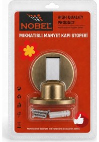 Resim Manyetik Mıknatıslı Kapı Stoperi Antik Sarı Vidalı 