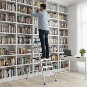 Resim Marsilyan 5+5 Çift Basamaklı Alüminyum Metal Merdiven 