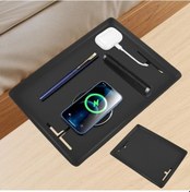 Resim Willowhaven Siyah Yatak Başı Rafı - Kablo Yönetimli, Katlanır Komodin, Kompakt Tasarım Siyah 