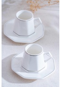 Resim Acar Elara Silver 6 Kişilik Kahve Fincanı Takımı - 90 Ml Beyaz 