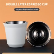 Resim 1 Adet, Çift Duvarlı Espresso Kahve Fincanı, Paslanmaz Çelik, Espresso Fincanı, Küçük Kahve Fincanı 