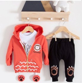 Resim 3-18 Ay Erkek Bebek Alt&üst Takımı Aslan 3'lü Kiremit Kiremit 