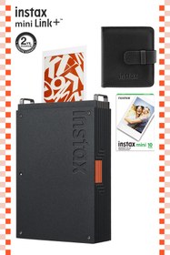 Resim Fujifilm Instax mini Link Plus Akıllı Fotoğraf Yazıcısı 10'Lu Film ve Siyah Deri Albüm 
