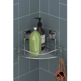 Resim Geseus Yapışkanlı Askılı Tek Katlı Banyo Köşe Rafı Krom EF250 