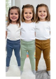 Resim Mj Kids Kız Çocuk Tayt 3 Adet Tayt Aynı Beden Farklı Renk Karışık 