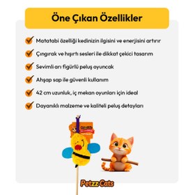 Resim PetzzCats Bee Matatabi ve Çıngırak Sesli Kedi Oltası Oyuncağı Sarı 42 Cm 