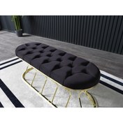 Resim Ressa Home Nova Gold Kaplama Metal Puf-bench-120 Cm-siyah 