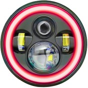 Resim Ranyeek 7 İnç Araba/motosiklet Led Farı Kırmızı-sarı Işık Çemberi Jeep Wrangler Uyumlu, H4 Bağlantı, 140w 14000lm, Ip67 Su Geçirmez, Tek Adet Siyah 