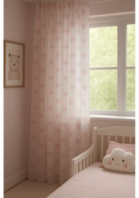 Resim Kalpli Desenli Bebek & Çocuk Odası Tül Perde Pembe Renk Normal Pile Pembe 