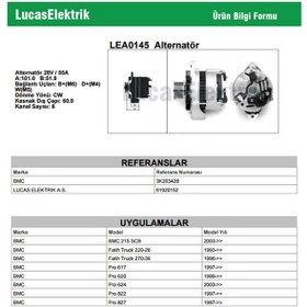 Resim Lucas 24V Alternatör Dinamo 55 A L N11.357 