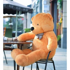 Resim Sole % 100 Yerli - Papyonlu Sevimli Büyük Peluş Ayıcık, 130 cm 