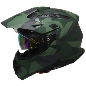 Resim Motosiklet Cross Kask Güneş Vizörlü Enduro Full Face Touring Motorcu Kaskı Solda Çok Renkli 