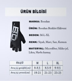 Resim Boodun Profesyonel Bisiklet Eldiveni Siyah 