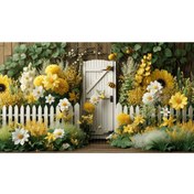 Resim Venspor Bahar Bahçesi Temalı Çit ve Arı Detaylı Bebek Odası Arkaplan, 200x150cm, Fon, Duvar Örtüsü 