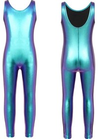 Resim Mavi Çocuk Kız Dans Giyim Tankı Unitard Bodysuit Jimnastik Mayoları Bale Eğitim Kostümleri Mavi 