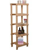 Resim Wooden City Naturel Ahşap Banyo Rafı Banyo Düzenleyici Havluluk 5 Katlı Duvar Rafı 