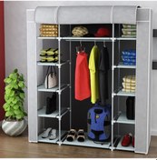 Resim Dzgn Home Çift Yandan Raflı Metal Bez Dolap Gardrop-gri 