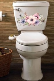 Resim Klozet Sticker Pembe Mor Güller Teamalı Banyo Sticker 
