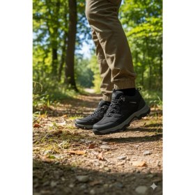 Resim E Sport Erkek Ortopedik Outdoor Tracking Ayakkabı, Siyah Gümüş - Su Geçirmez, Hafif, Esnek ve Kaymaz Tabanlı 