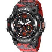 Resim Hanyang Camo Kırmızı Smael Sarı Spor Dijital Saatler Erkekler Su Geçirmez Chronorgraph Kuvars Kol Saati Çift Zaman Göstergeli Tarih Hafta Alarmı 8007 (Yurt Dışından) 