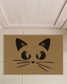 Resim Gölge Kedi Desenli Kapı Önü Halı Paspas 
